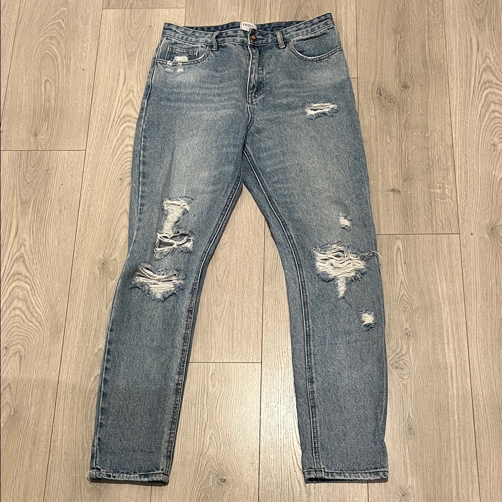 Distressed Blue Jeans